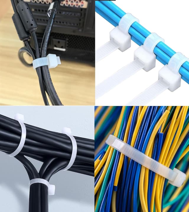 Detalle de Menylon Clear Cable Ties 300mm x 7.6mm (50-pack) heavy-duty long white zip ties