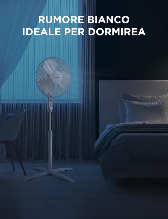 Thumbnail 6 de Midea MFS400M0APW0, ventilatore a piantana silenzioso con telecomando e altezza regolabile