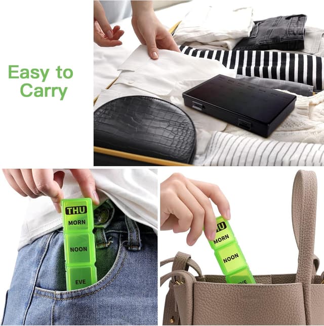 Thumbnail 6 de Opret Weekly Pill Organiser – 7-day, 4-times-a-day tablet box with removable daily cases and 28 compartments (Black-Rainbow)