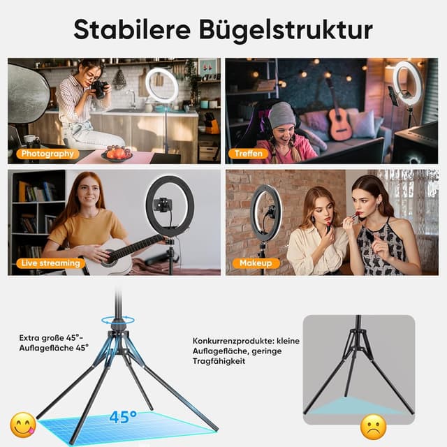 Detalle 1 de KOSCHEAL Ringlicht 12 Zoll für Selfies