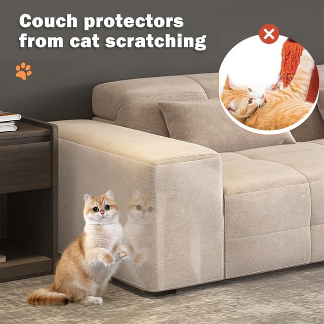 Thumbnail 6 de Cat Scratch Sticky Paws Tape 15.7" x 118" Furniture Protector 🐾