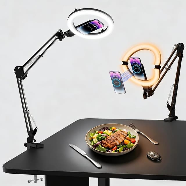 Detalle de Diyife Cordless 10" Ring Light with Tripod Stand, Magnetic Phone Holder & 5000mAh Battery