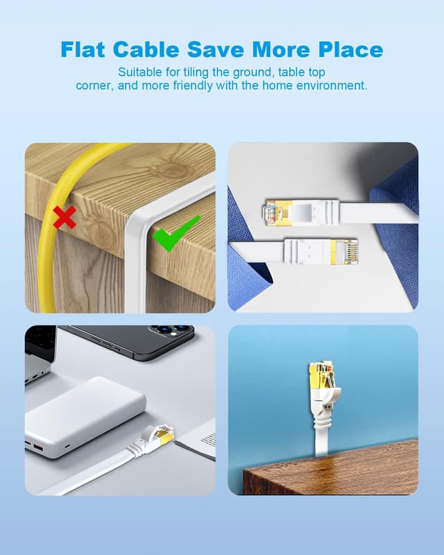 Thumbnail 6 de Yauhody CAT8 Ethernet Cable 3m — flat 40Gbps