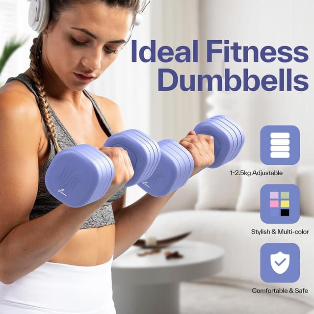 Detalle 2 de Sportneer verstellbare Kurzhanteln Damen Set (2er-Set, 1–2,5 kg je Hantel) – rutschfester TPU-Griff