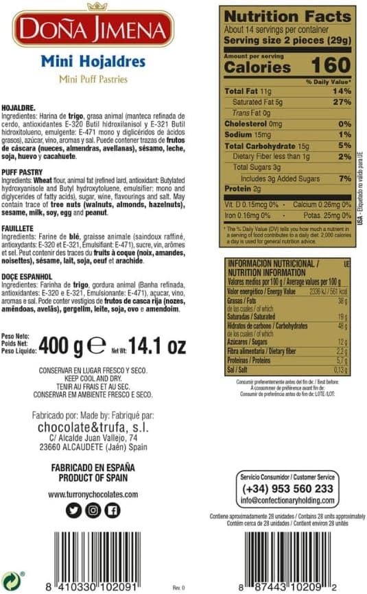 Detalle 2 de Doña Jimena Mini Hojaldres con Azúcar 🍬 400g