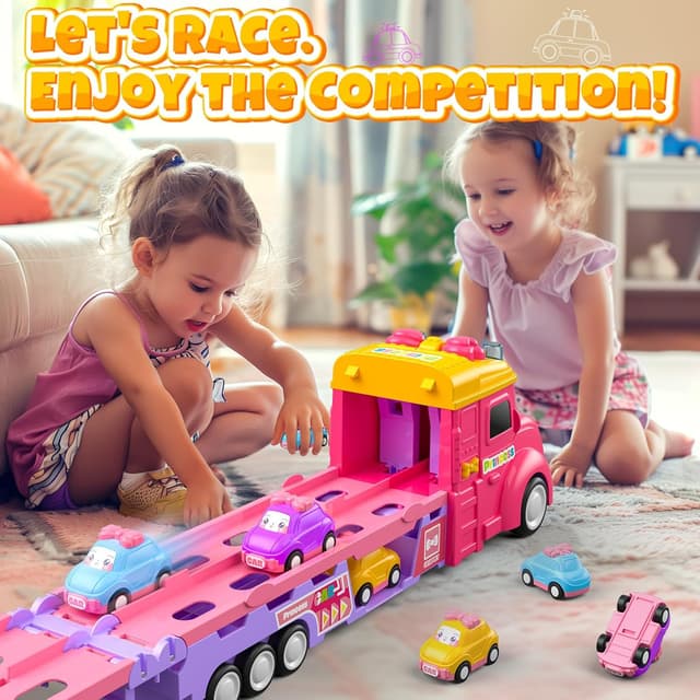Thumbnail 5 de Hot Bee Cars Transporter Truck 6-car set