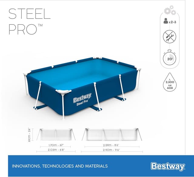 Thumbnail 4 de Bestway Piscine Fuoriterra 2,59 m x 1,70 m x 0,61 m