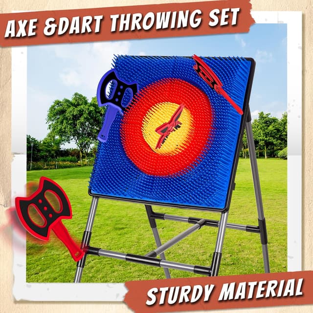 Detalle 2 de Folimix Axe Throwing Game for Backyard – axe throwing target set with lawn dart option (16 pieces)