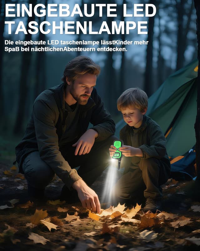 Detalle de Kinder-Walkie-Talkies mit Akku, 16 Kanälen, VOX & Tastatursperre – Walkie Talkie Geschenk für 3–12 Jahre