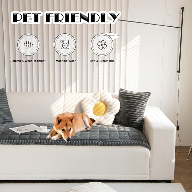 Detalle de ZQFFB Pet Couch Cover for Dogs — Washable Non-Slip Couch Protector for Sofas