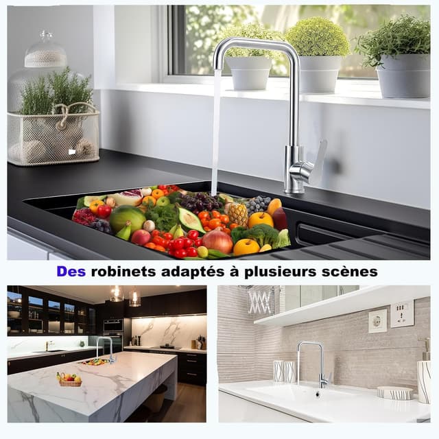 Detalle de Robinet d’évier de cuisine à poignée unique XWIHTR pivotant 360° en acier inoxydable SUS304