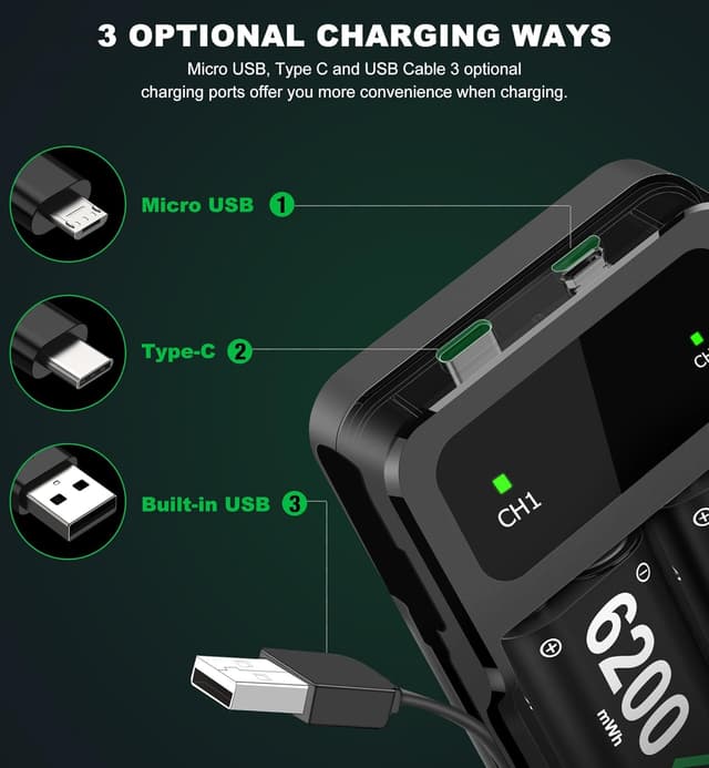 Thumbnail 5 de HELLCOOL Rechargeable Battery Pack 6200mWh for Xbox controllers