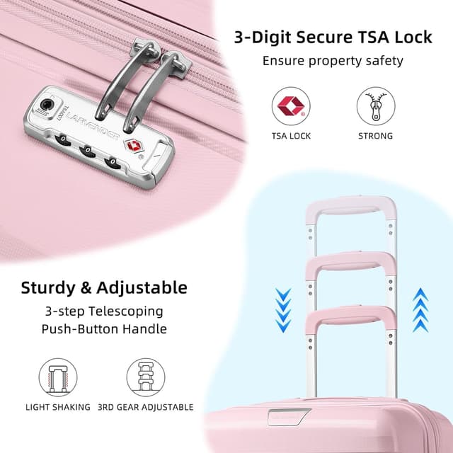 Thumbnail 4 de LARVENDER 3-Piece Hardside Luggage Set 20in