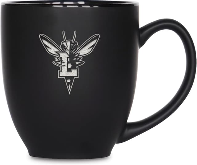 Detalle de Rico Industries NCAA Standard 15oz Laser Engraved Matte Black Ceramic Bistro Mug