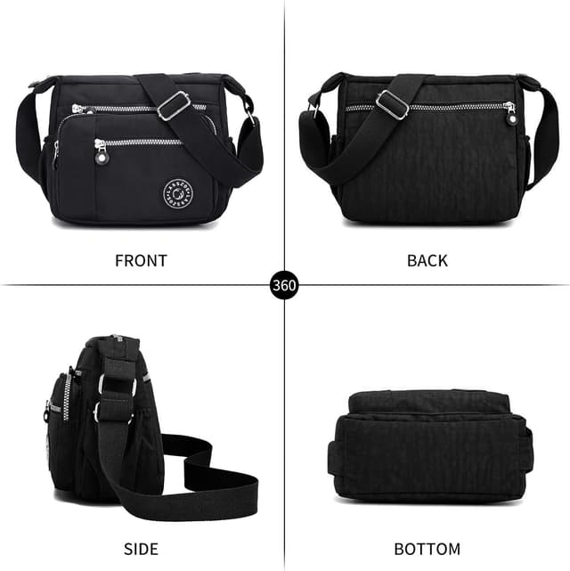 Detalle 2 de LassZone Nylon Crossbody Bag for Women – Waterproof Multi-Pocket Travel Messenger Bag