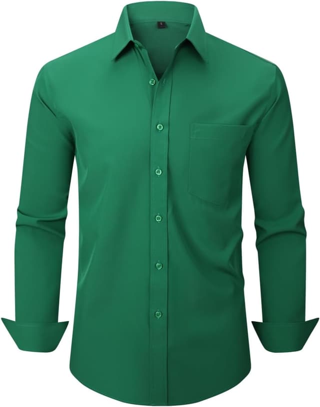 Detalle de Corfty Men Long Sleeve Dress Shirt (Regular Fit, Stretch, Free-Wrinkle)