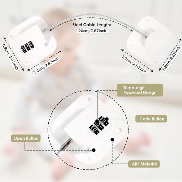 Detalle de Afaneep Kühlschrankschloss ohne Bohren mit Code – Kindersicherung per Klebestreifen