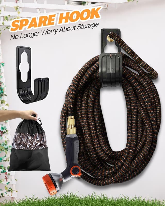 Detalle de 150FT Expandable Garden Hose with 10-Function Thumb-Control Spray Nozzle (Orange) – Leak-Proof & Kink-Free