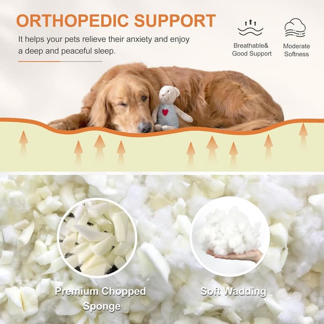 Detalle de Yaning Large Dog Bed (89x56x10cm) with Removable Washable Cover and Anti-Slip Base