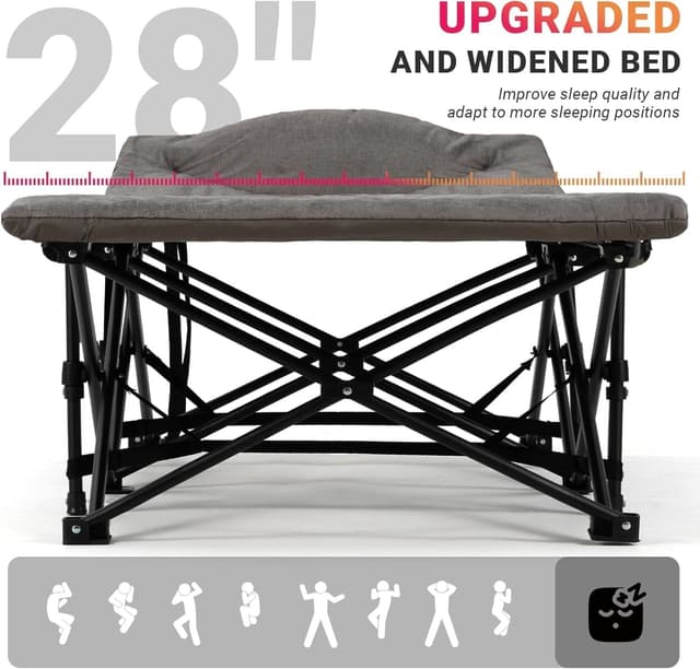 Thumbnail 4 de Overmont 28" Extra Wide Padded Folding Camping Bed