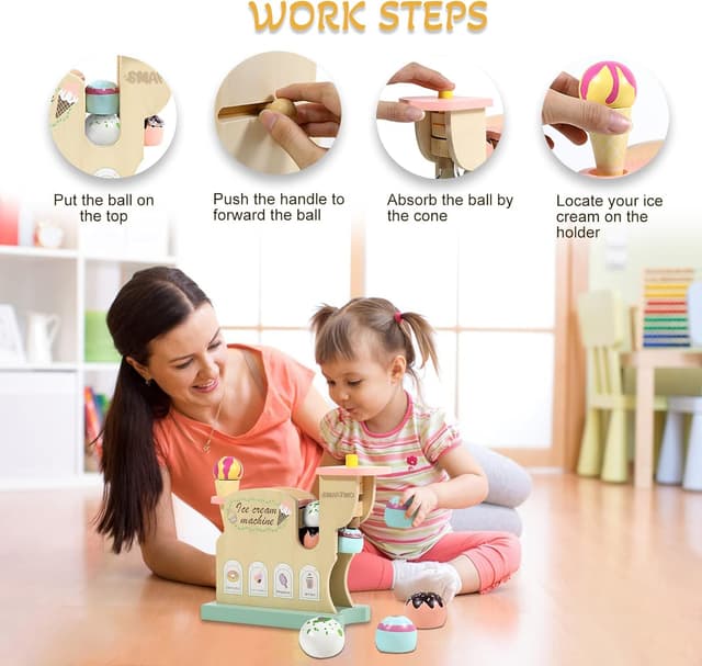 Detalle de Smartwo Eismaschine Spielzeug-Set (12-teilig) für Kinder ab 3 Jahren – Zubehör für Kinderküche und Eisdiele
