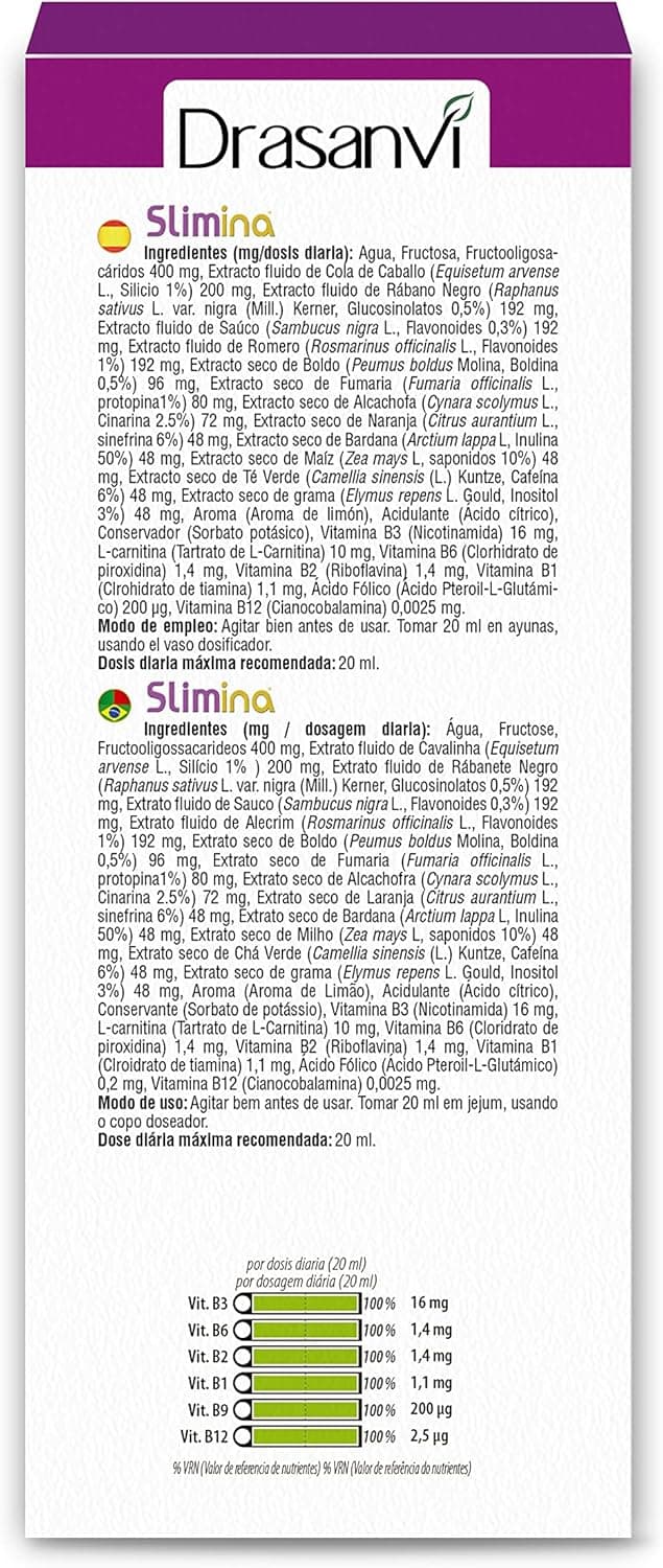 Thumbnail 1 de DRASANVI Slimina 🍵 Extractos Vegetales y L-Carnitina, 500 ml