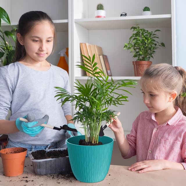 Detalle de Homeuouz 15cm Plastic Plant Pots Indoor, 5 Pack with Drainage Holes & Tray (Multicolour)