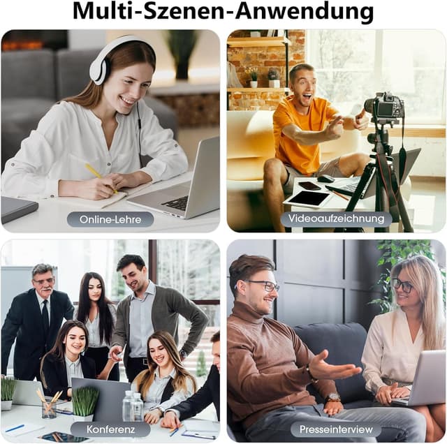 Detalle de QINOJA Wireless Lavalier Mikrofon 4-in-1 für iPhone, Handy, Kamera und Computer – kabelloses Ansteckmikrofon