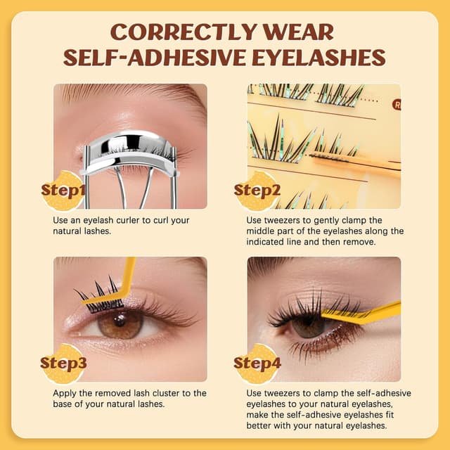 Thumbnail 6 de QUEWEL Selbstklebende Wimpern mit Pinzette (36 Stück), 9–12 mm Cluster Lashes – natürliches Lash-Set ohne Kleber (ZZBP-02)