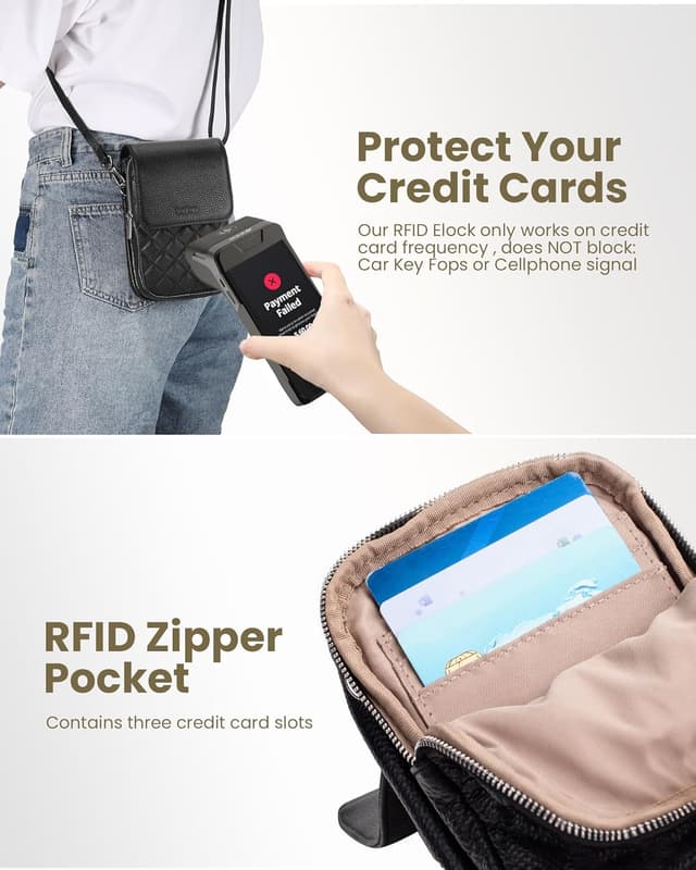 Detalle 2 de befen Genuine Leather Crossbody Bag for Women – Small RFID-Blocking Phone Bag with Adjustable Strap