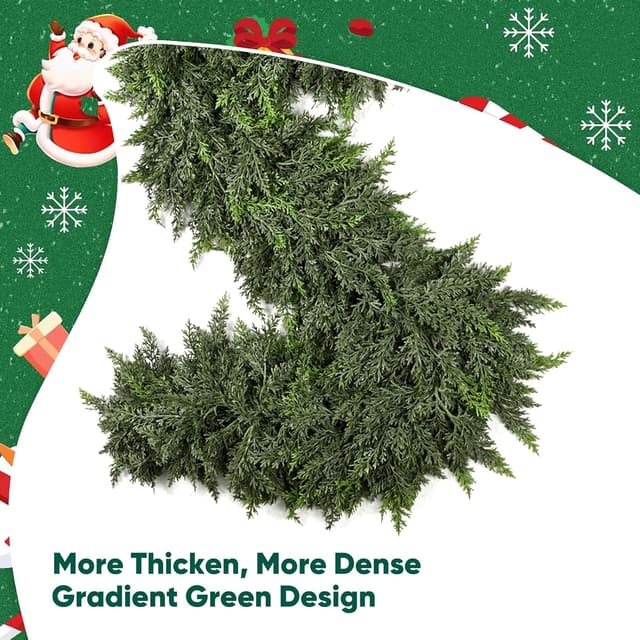 Thumbnail 4 de 2 Pcs 6ft Cypress Garland 160-branch Christmas greenery 🎄