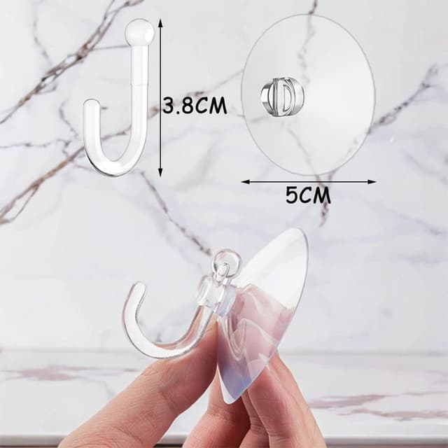 Detalle de MIETONG 8 Transparent Suction Cup Hooks (PVC) – 2 kg Heavy Duty, Reusable Hooks for Bathroom, Kitchen & Glass