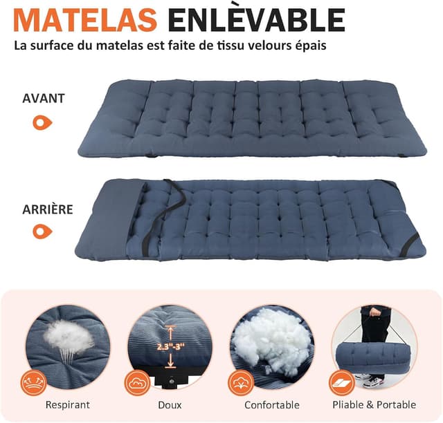 Detalle de Lit de camping pliable ATORPOK SHOP, coussin portable robuste jusqu’à 200 kg