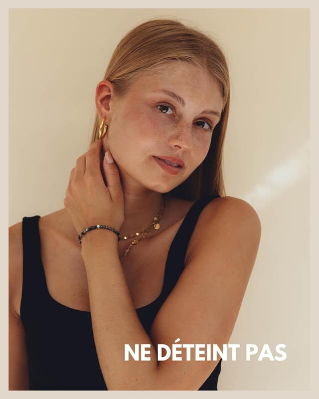 Detalle de Bracelet de perles GD GOOD.designs EST. 2015 avec vraies pierres naturelles et perle argent 925