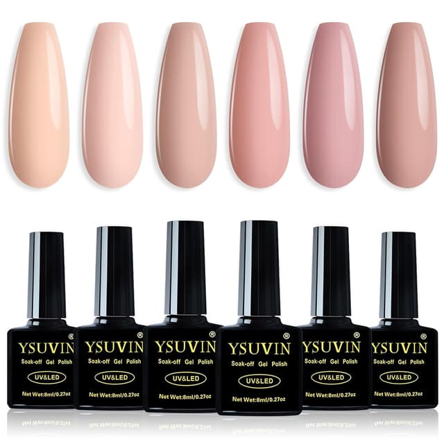 Detalle de YSUVIN UV Nagellack Nude Set (6 Stück) – Nude Rosa Gel Nagellack, Soak-Off UV
