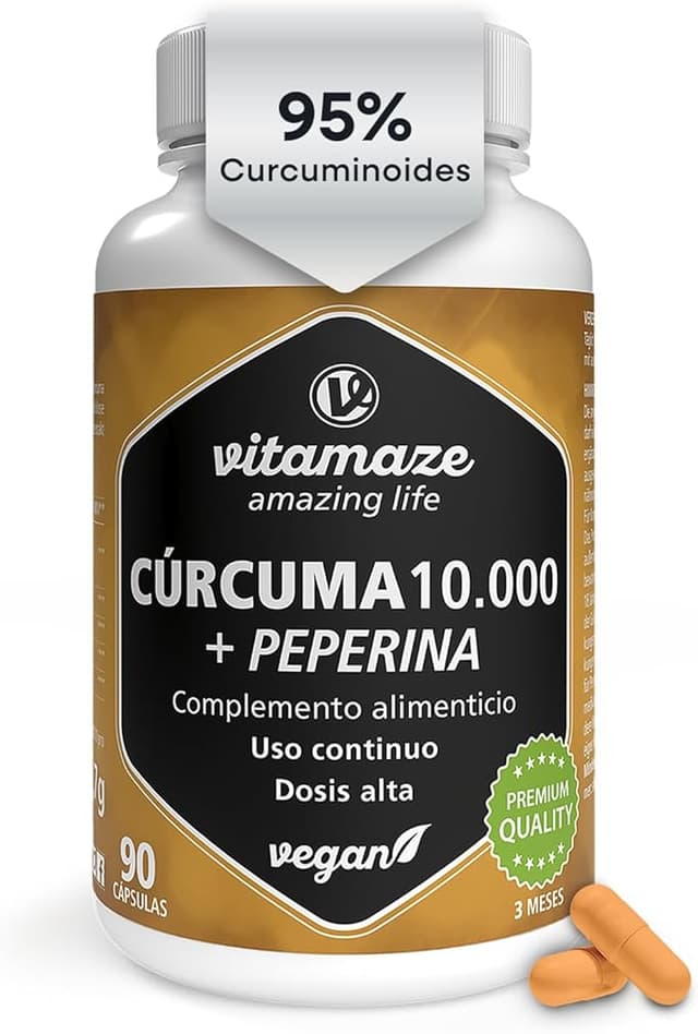 Detalle de Vitamaze Cúrcuma Premium 95% con Bioperina 🌿 90 cápsulas