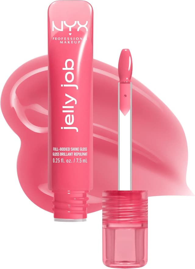 Detalle de NYX Professional Makeup Jelly Job – Lucidalabbra ultra brillante con applicatore a spatola e formula vegana, 8 ml (Jelly Blushin)
