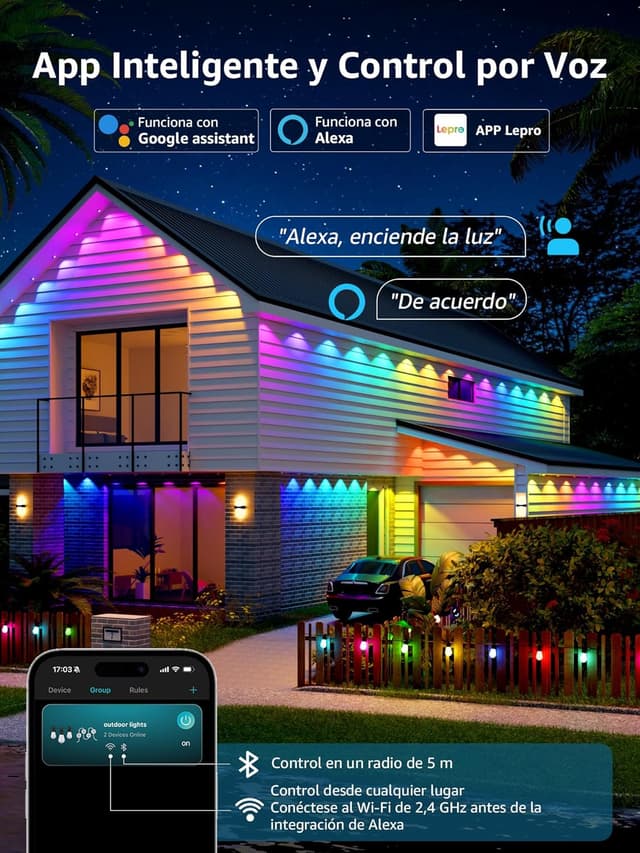 Thumbnail 5 de Lepro E1 AI Luces Exteriores 15m RGBIC & Blanco 🌟