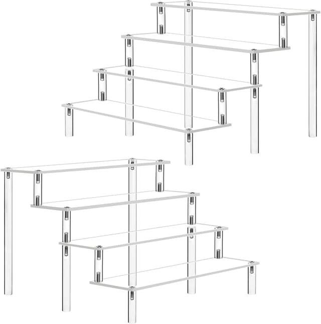 Detalle de Clear 4 Tier Acrylic Risers Stand 30x28x20cm