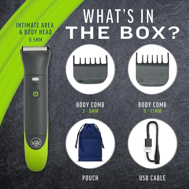 Detalle de Veet Total Pro Precision Intimate Trimmer for Men – cordless, waterproof wet & dry grooming