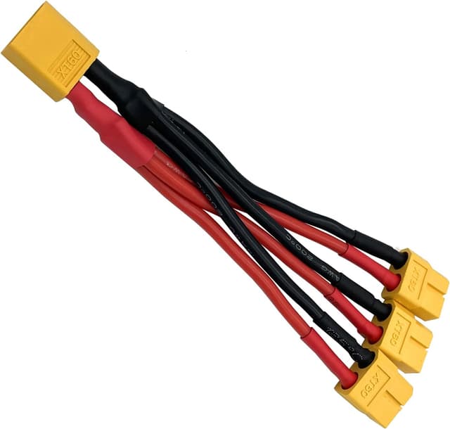 Detalle 2 de XT60 Parallel Battery Connector Cable Extension & 3-Way Splitter (Male to 3 Female) – 14AWG Silicone