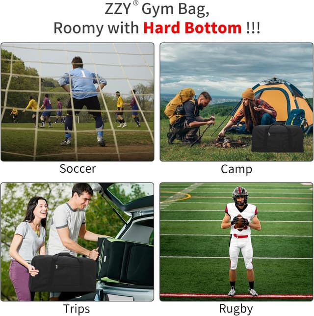 Thumbnail 6 de ZZY 55L Sporttasche Herren „Hartboden“ – 25 Zoll Reisetasche Duffle Bag für Wochenende (Schwarz)