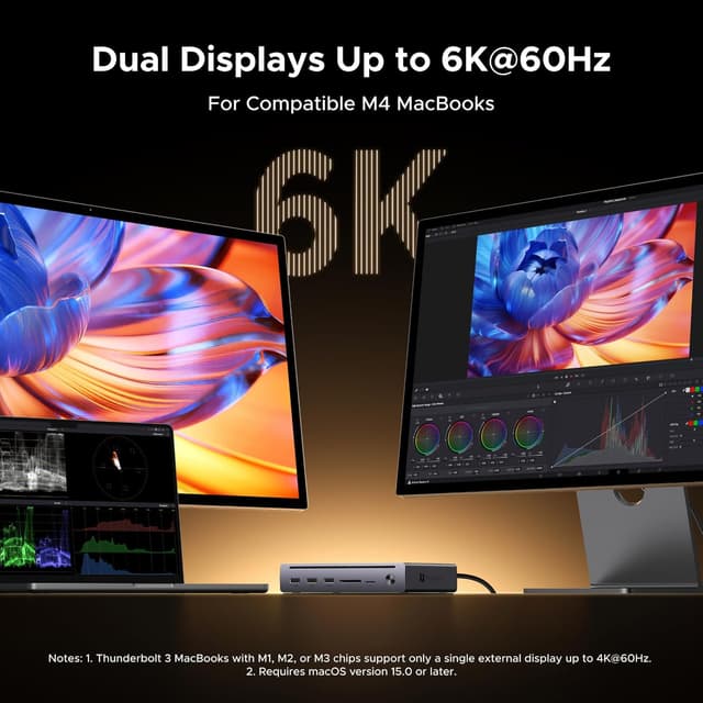 Detalle de UGREEN Maxidok Thunderbolt 5 Docking Station (Revodok 10-in-1) – 10 Ports mit bis zu 120 Gbit/s, 100 W Laden und Ethernet