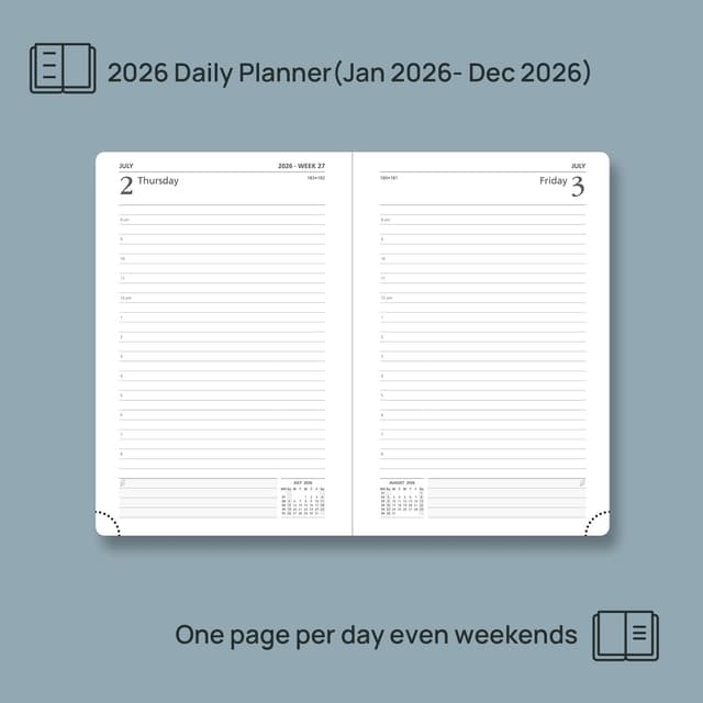 Detalle de POPRUN Diary 2026 A5 daily planner, 30‑minute slots 📔