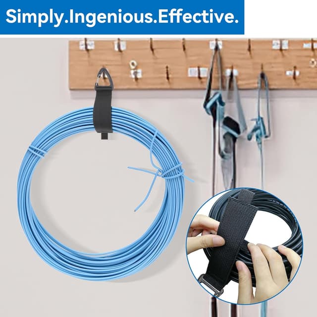 Detalle 2 de Verlängerungskabel-Organizer & Aufhänger – 6er Set flexible Klettbänder mit Dreieckschnalle