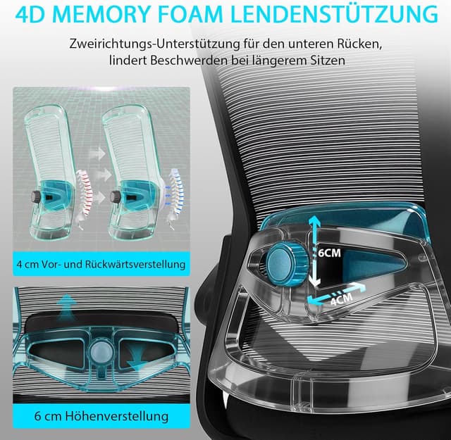 Detalle de Milacyee Bürostuhl mit 4D-Lendenstütze
