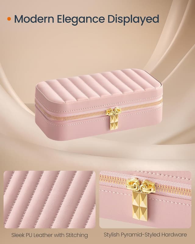 Detalle de SONGMICS HOME ANAH Collection Travel Jewellery Case (JBC180S01) with Mirror, 10.5 x 20.5 x 6 cm