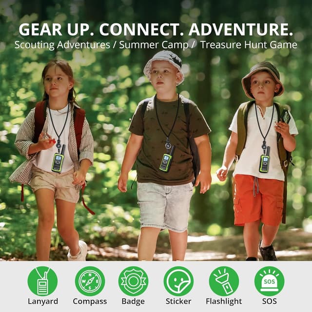 Detalle de Radioddity PR-T8 : talkie-walkies PMR446 rechargeables pour enfants (lot de 3)