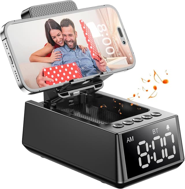 Detalle de BBL 3-in-1 Wireless Bluetooth Speaker with Foldable Phone Stand & LCD Alarm Clock