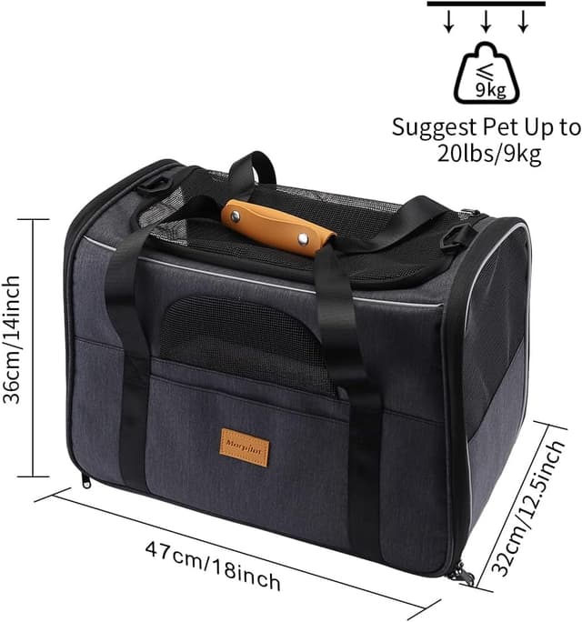 Detalle de Morpilot Airline Approved Top-Opening Cat Carrier (L) - Grey, for cats up to 9kg